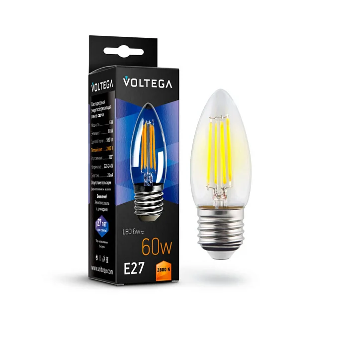 Voltega VG10-C1E27warm6W-F — 6.00Вт IP20