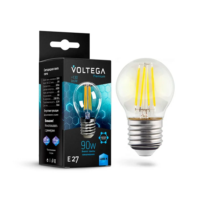 Voltega VG10-G45E27cold9W-F — 9.00Вт IP20
