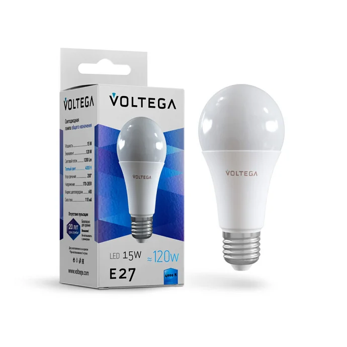 Voltega VG2-A60E27cold15W — 15.00Вт IP20