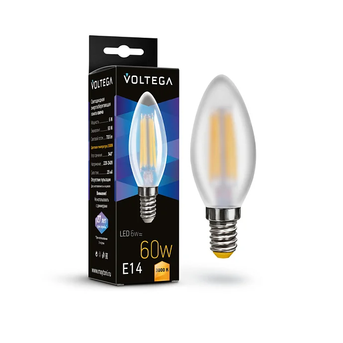 Voltega VG10-C2E14-3K-6W-F — 6.00Вт IP20