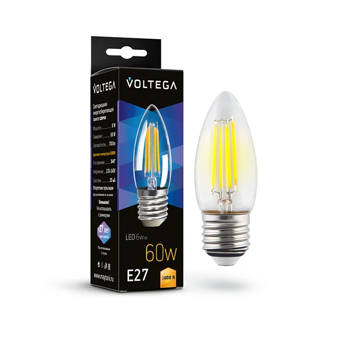 Voltega VG10-C1E27-3K-6W-F — 6.00Вт IP20