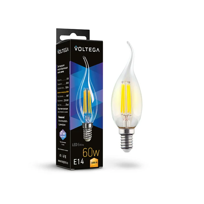 Voltega VG10-CW1E14-3K-6W-F — 6.00Вт IP20