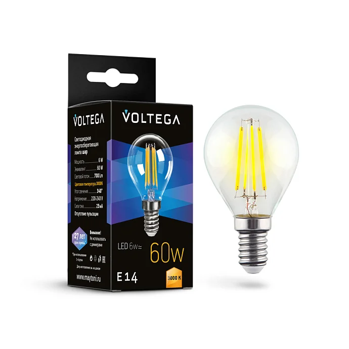 Voltega VG10-G1E14-3K-6W-F — 6.00Вт IP20