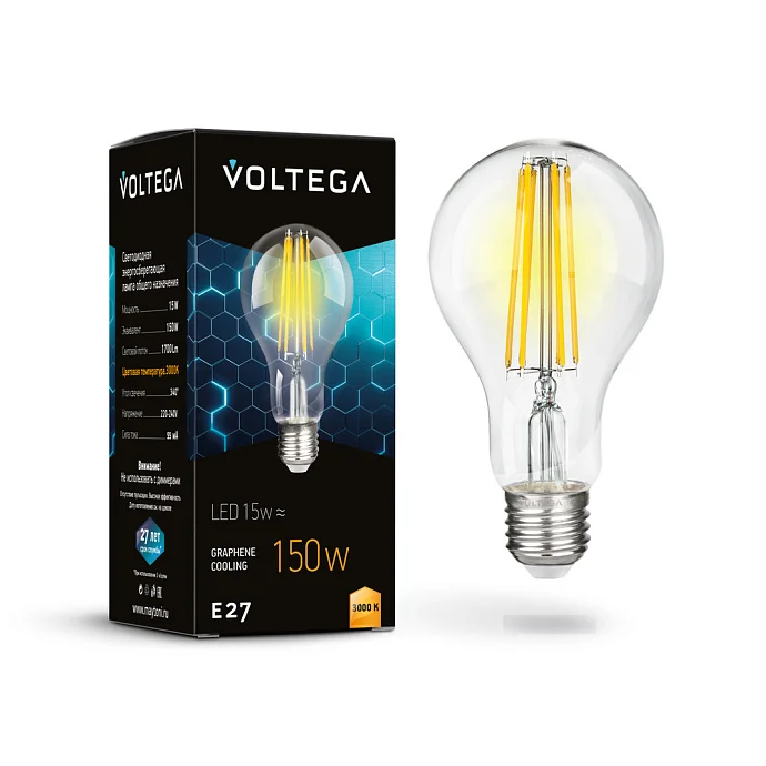 Voltega VG10-A1E27-3K-15W-F — 15.00Вт IP20