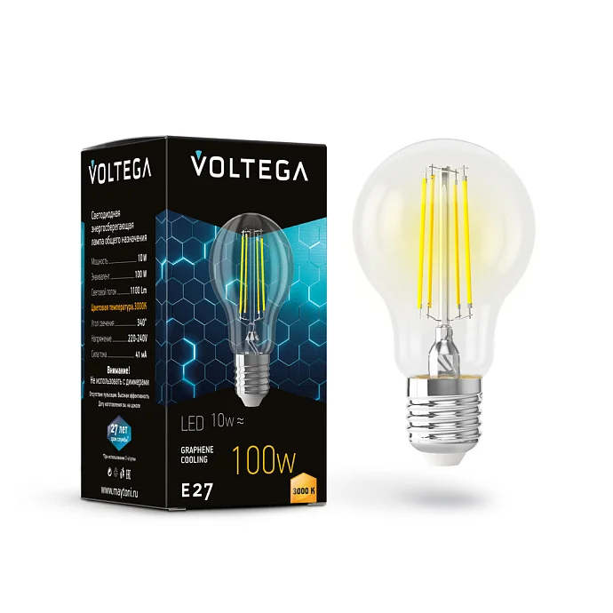 Voltega VG10-А1E27-3K-10W-F — 10.00Вт IP20