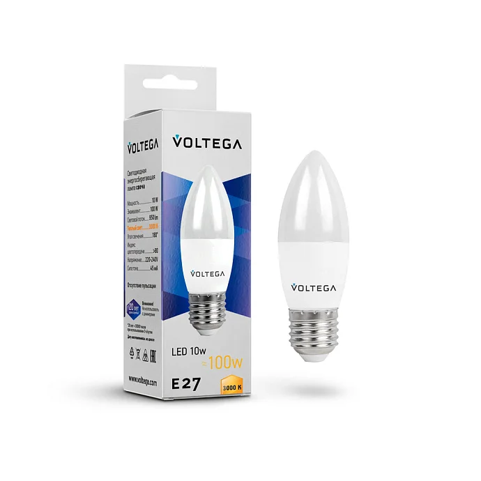 Voltega VG2-C37E27-3K-10W — 10.00Вт IP20