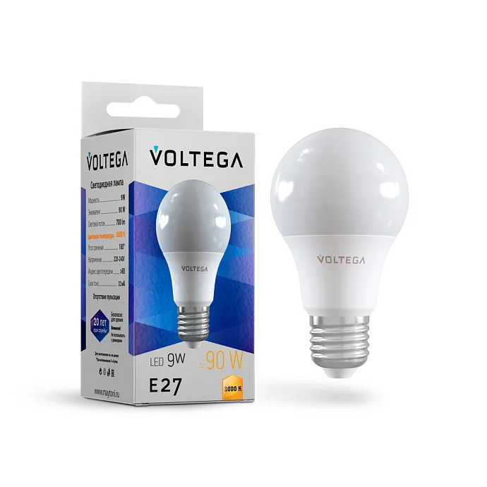 Voltega VG2-A2E27-3K-9W — 9.00Вт IP20