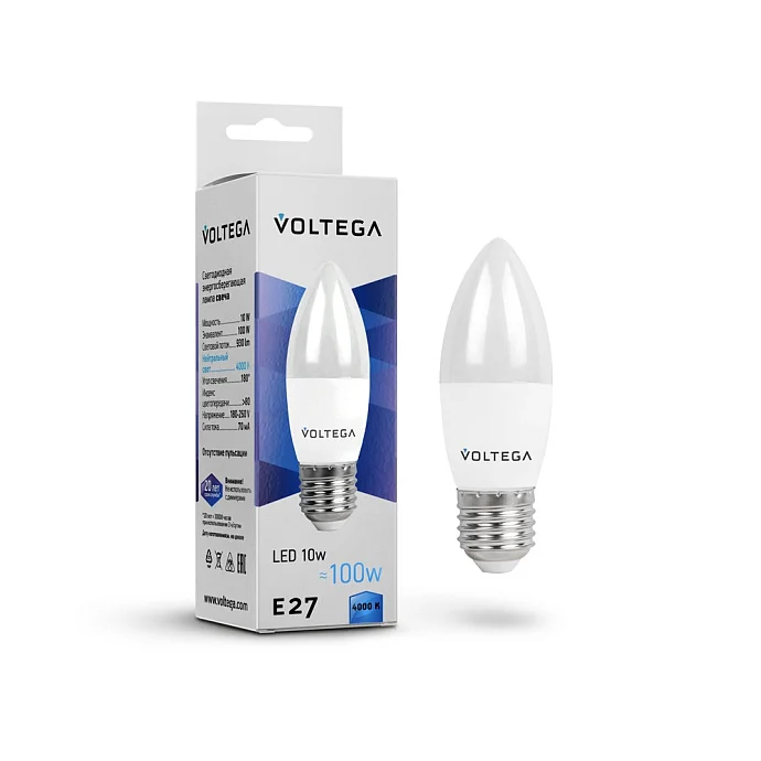 Voltega VG2-C37E27cold10W — 10.00Вт IP20