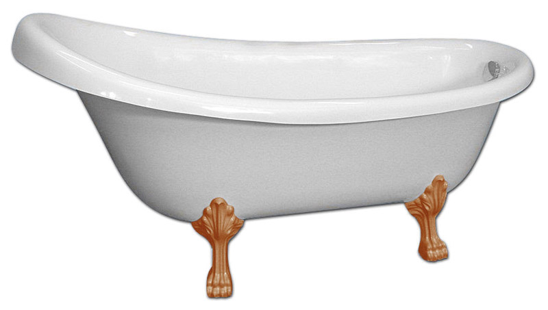 Ванна из искусственного камня Castone Даллас белая, ножки бронза