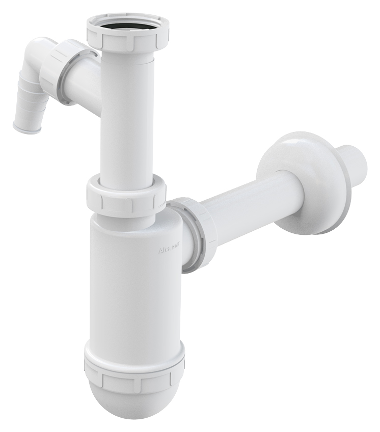Сифон для раковины AlcaPlast A430P со штуцером для стиральной машины