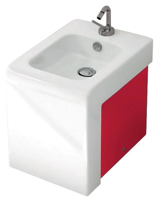Биде напольное ArtCeram LaFontana LFB004 01;51 белое с красным