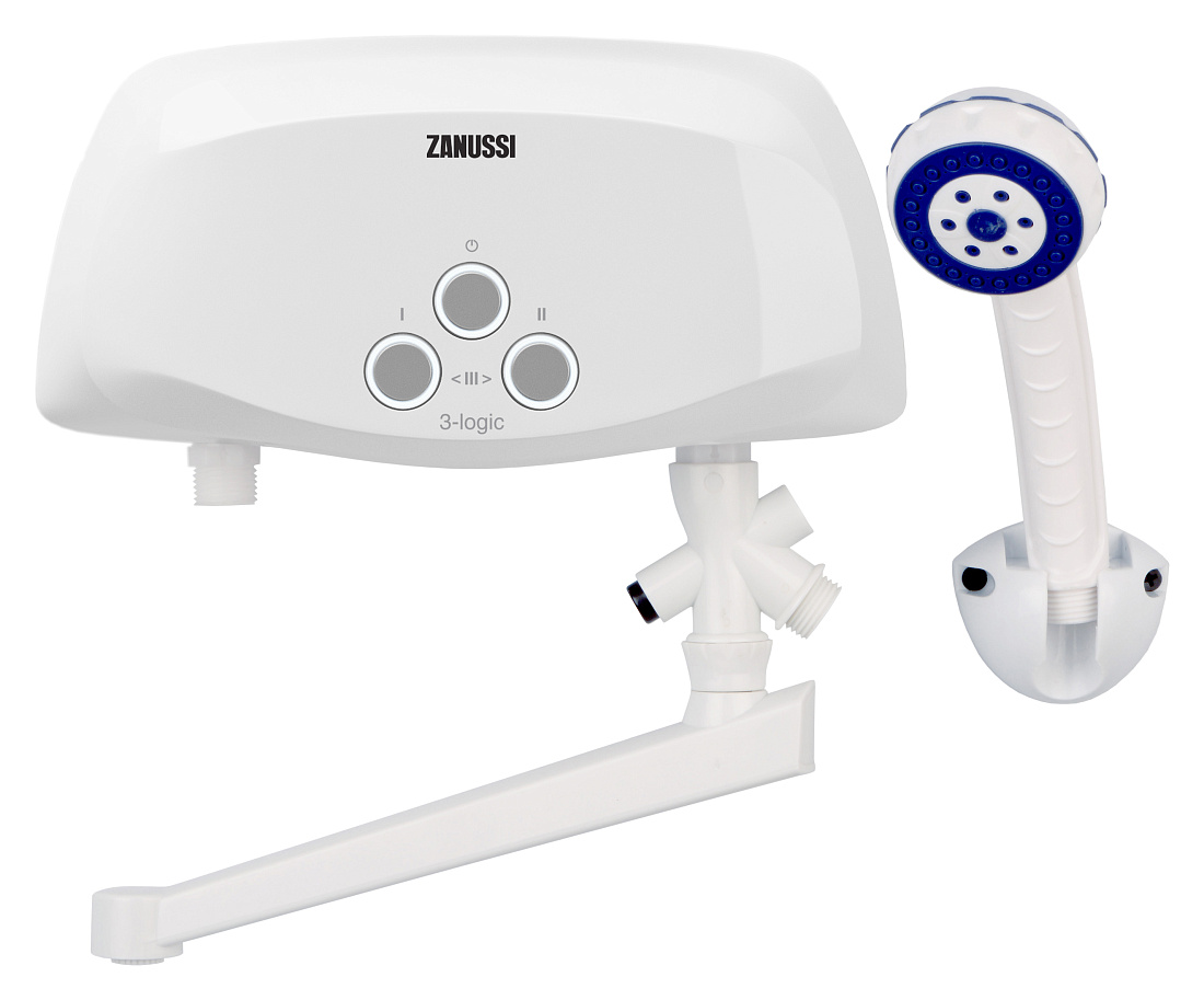 Водонагреватель Zanussi 3-logic 5,5 TS кран и душ