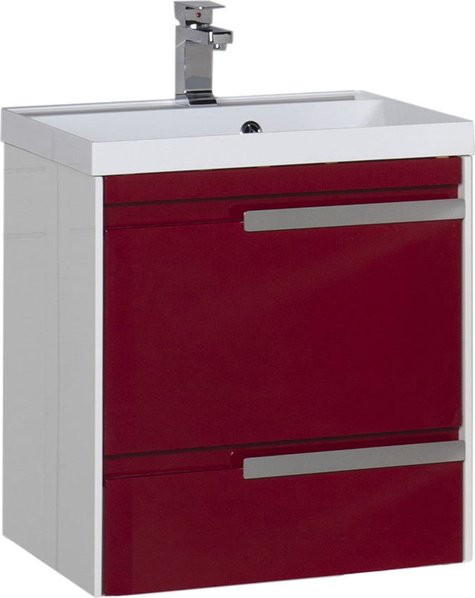 Тумба с раковиной Aquanet Тиволи 60 бордо