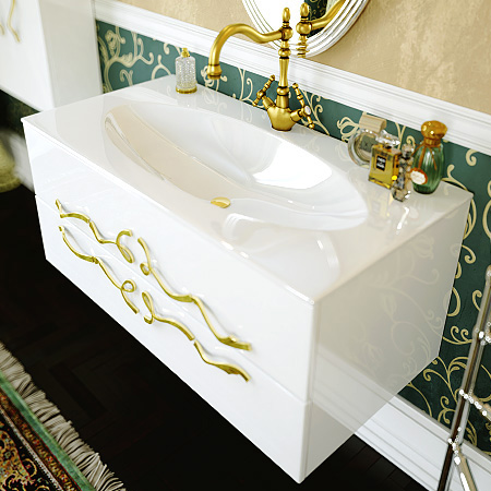 Тумба с раковиной Clarberg Due Amanti 100 белый, ручки золото