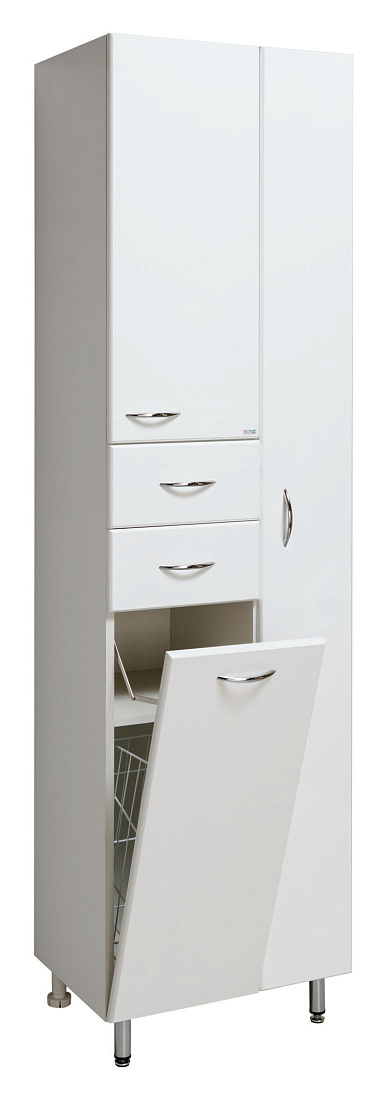 Шкаф-пенал Runo 50 с бельевой корзиной, правый, белый