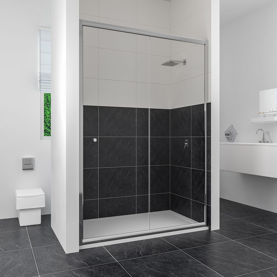 Душевая дверь в нишу RGW Classic CL-12 120x185 профиль хром, стекло прозрачное