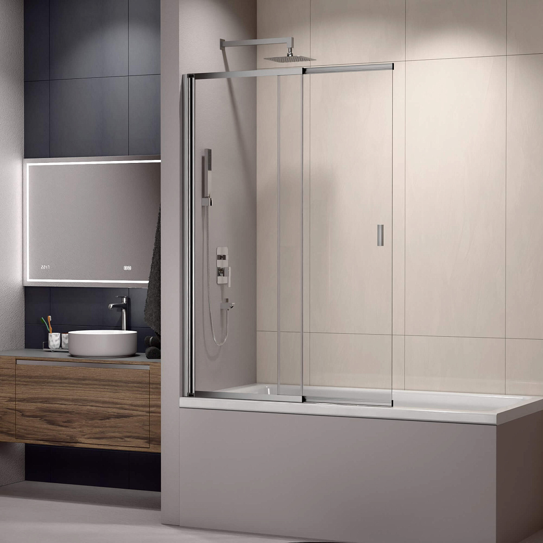 Шторка на ванну RGW Screens SC-40 100x150 профиль хром, стекло прозрачное