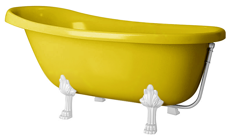 Ванна из искусственного камня Castone Даллас цветная, ножки белые, слив хром