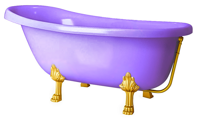 Ванна из искусственного камня Castone Даллас цветная, ножки золото, слив золото