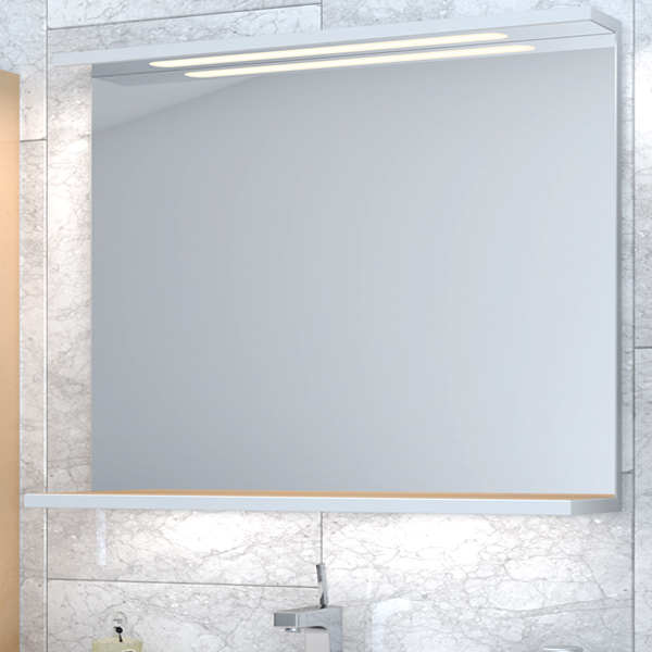 Зеркало Gemelli Glass Top Led 108 с нижней полкой (подсветка С) colorglass