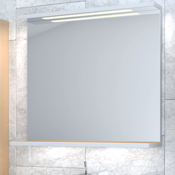 Зеркало Gemelli Glass Top Led 90 с нижней полкой (подсветка С) colorglass