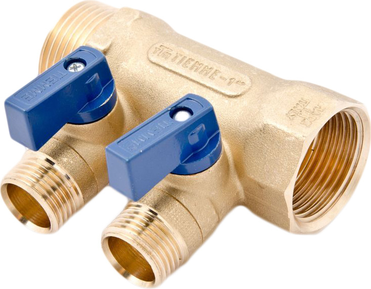 Коллектор Tiemme 1&quot; х 1/2&quot;, латунный, 2 выхода 1820006
