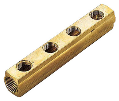 Коллектор Tiemme 1&quot; х 1/2&quot;, латунный, 4 выхода