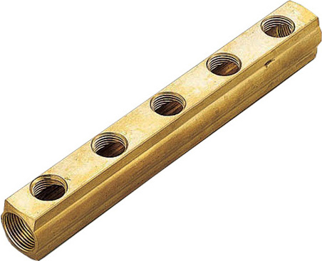 Коллектор Tiemme 1&quot; х 1/2&quot;, латунный, 5 выходов