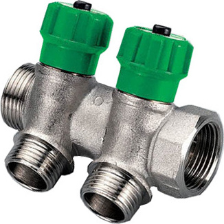 Коллектор Tiemme 1&quot; х 1/2&quot;, хромированный, 2 выхода