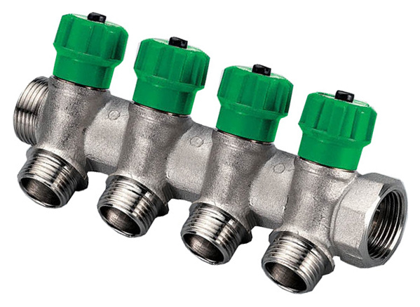 Коллектор Tiemme 1&quot; х 1/2&quot;, хромированный, 4 выхода 1840004