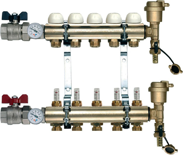 Коллектор Tiemme 1&quot; х 3/4&quot;, латунный, 5 выходов 3870001
