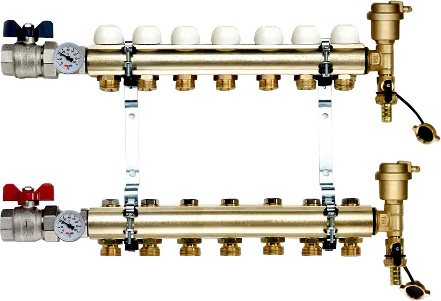 Коллектор Tiemme 1&quot; х 3/4&quot;, латунный, 7 выходов 3870025