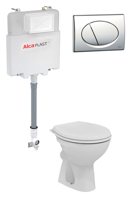 Комплект Смывной бачок AlcaPlast Basicmodul Slim A1112 + унитаз Vidima СеваФреш E406201