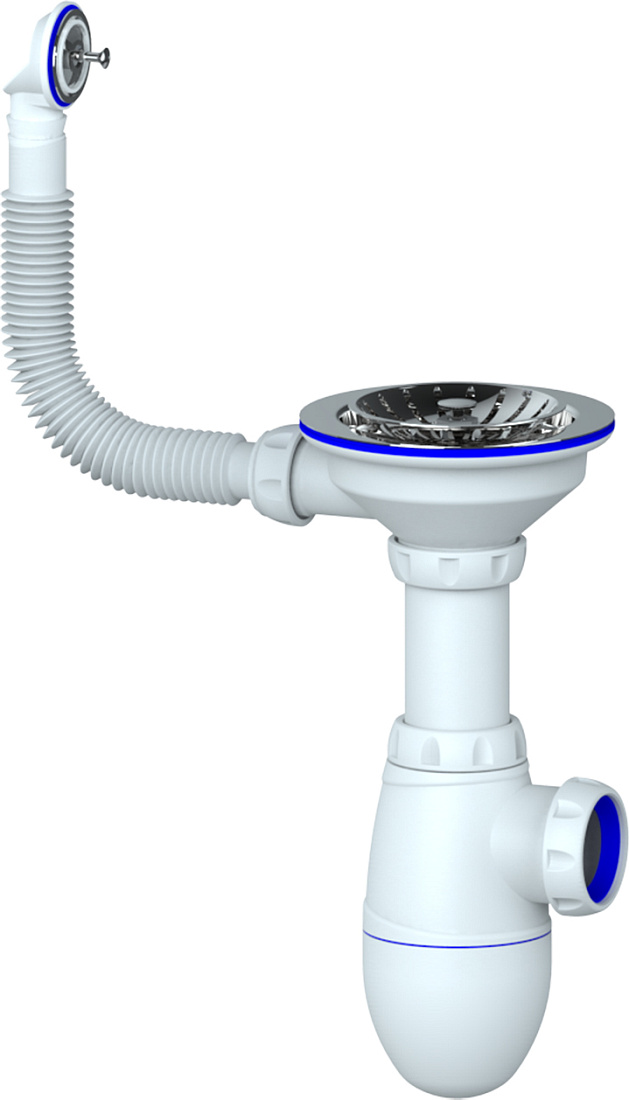 Сифон для мойки Unicorn B411 с круглым переливом