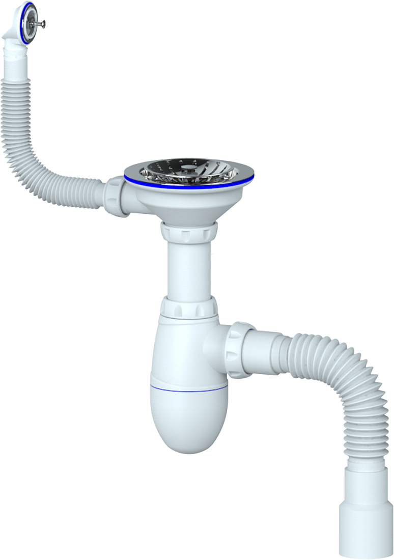 Сифон для мойки Unicorn B426 с круглым переливом