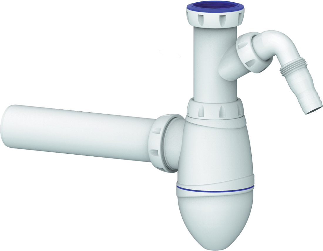 Сифон для раковины Unicorn A510V с переходником 40х32 мм и отводом для стиральной машины