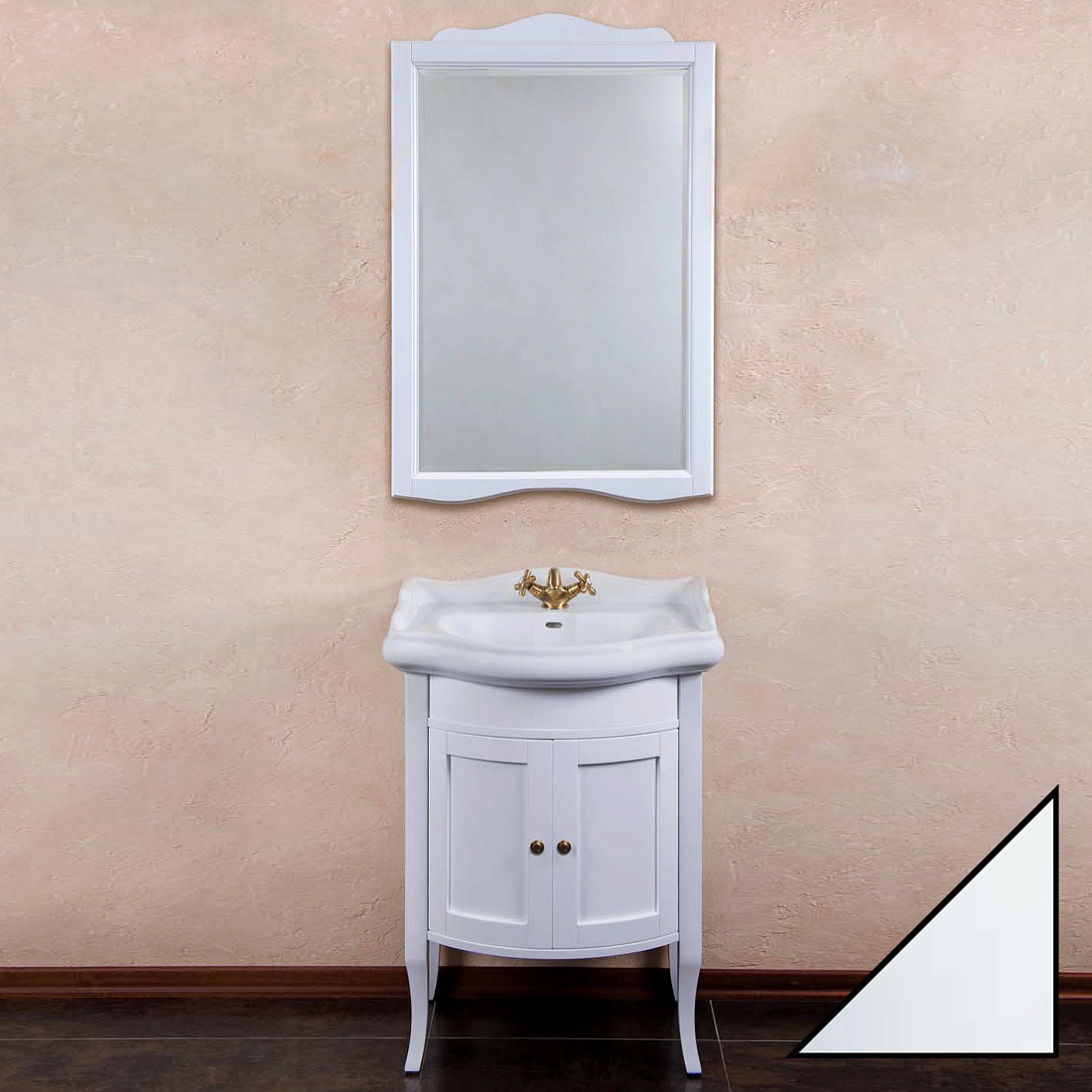 Мебель для ванной La Beaute Classic Lorette 65 белый глянец, фурнитура бронза