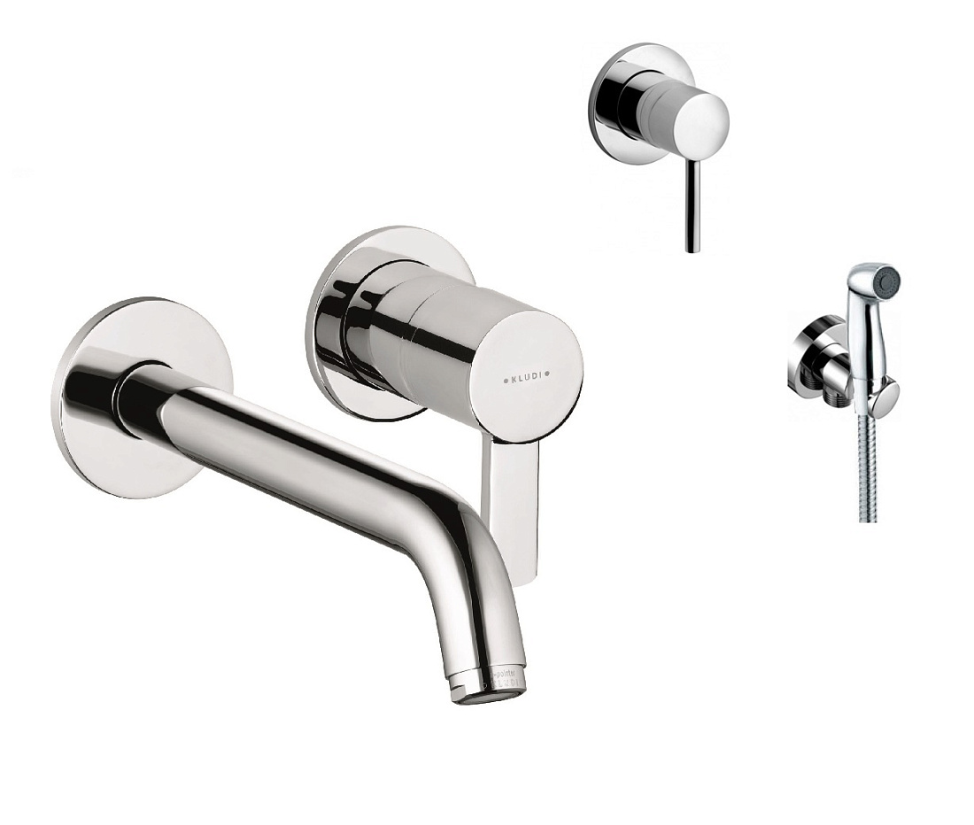 Комплект Смеситель Kludi Zenta 382450575 для раковины + Гигиенический душ Kludi Bozz 389990576 со смесителем
