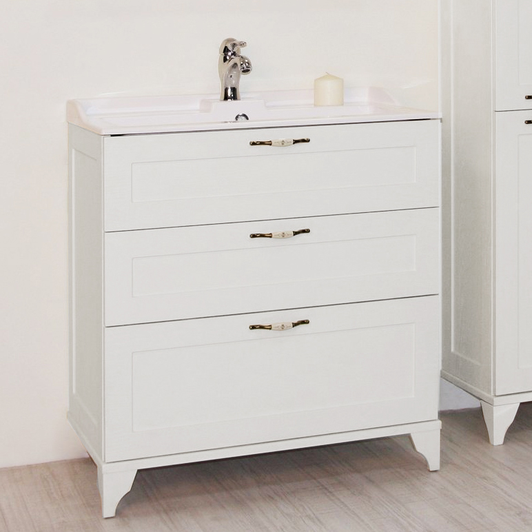 Тумба с раковиной Акватон Леон 80 Н дуб белый