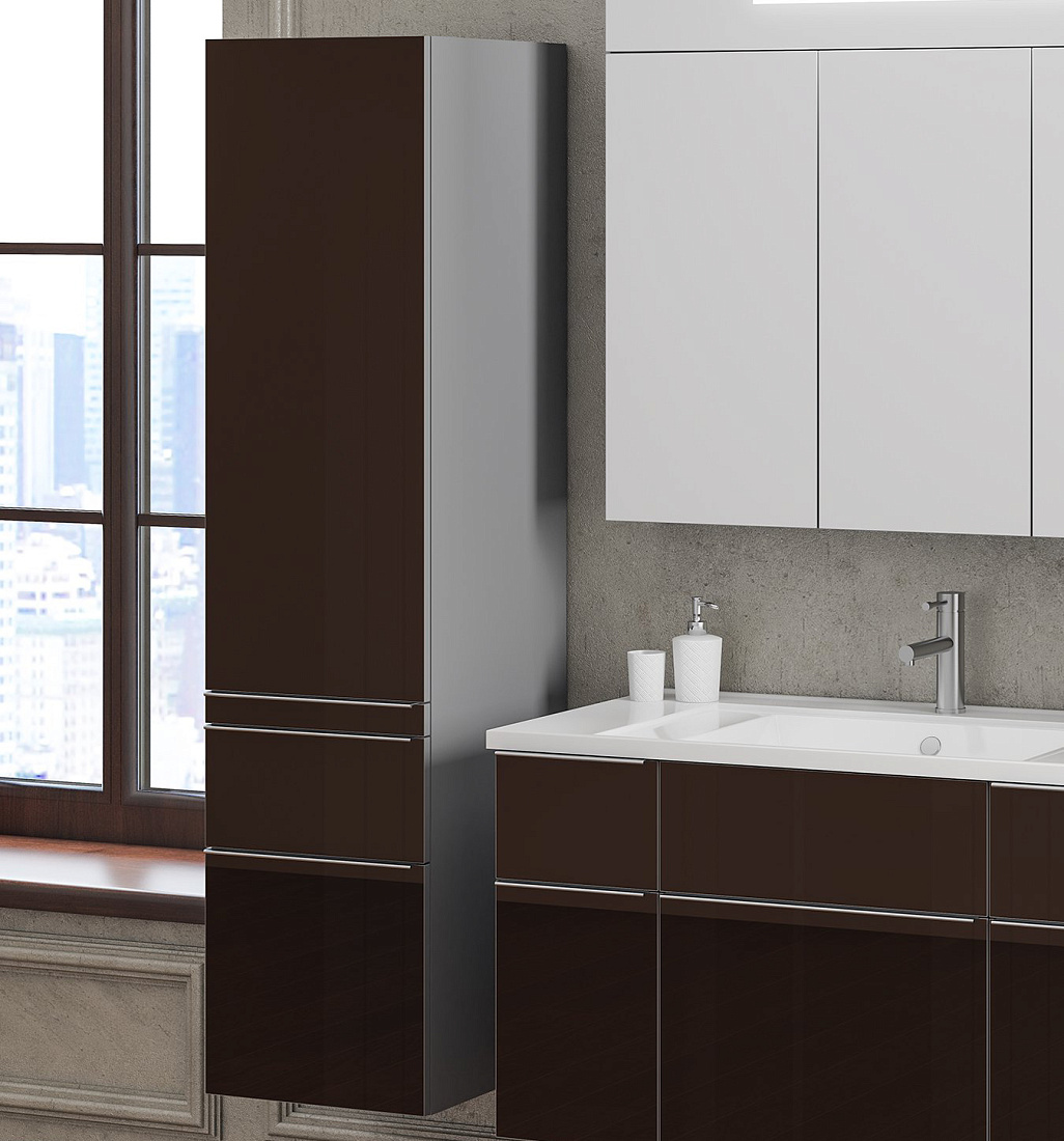 Шкаф-пенал Smile Кристалл 30 коричневый, L