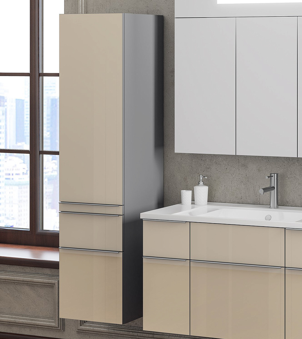 Шкаф-пенал Smile Кристалл 30 бежевый, L