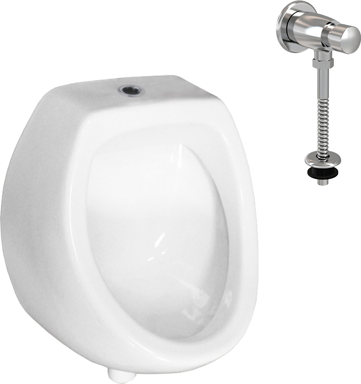 Комплект  Писсуар Rosa Мини подвесной + Смывное устройство для писсуаров AlcaPlast ATS001 кнопочный