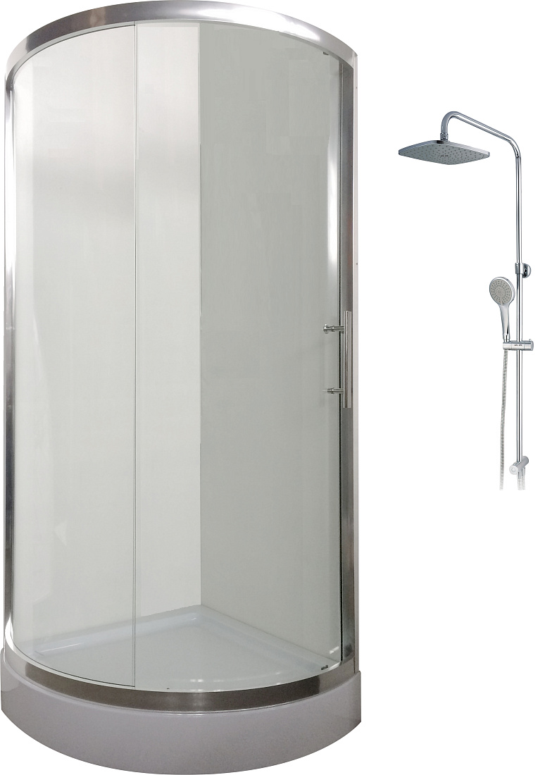 Комплект  Душевой уголок Duschraum Wetter Round A202 с поддоном + Душевая стойка Am.Pm Move F07M0000