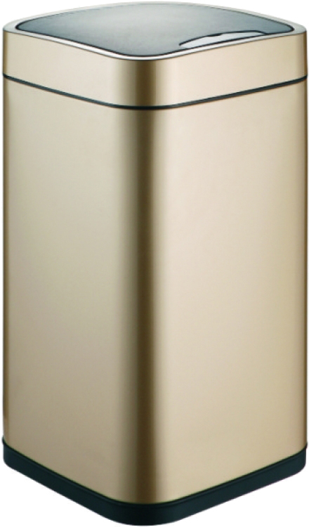 Мусорное ведро Weltwasser WW Rone CG 12L cенсорное, шампань золото, с черной крышкой