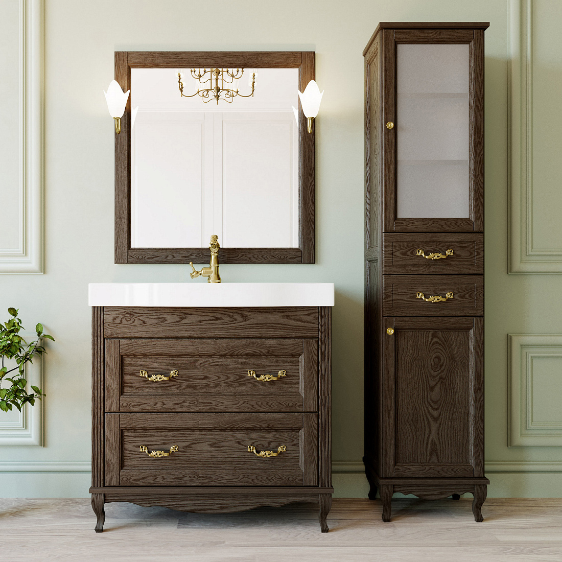 Мебель для ванной ValenHouse Лиора 90 кальяри, фурнитура золото