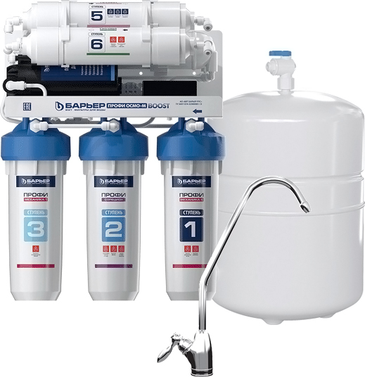 Система обратного осмоса Барьер Профи Осмо Boost 100 М с насосом повышения давления