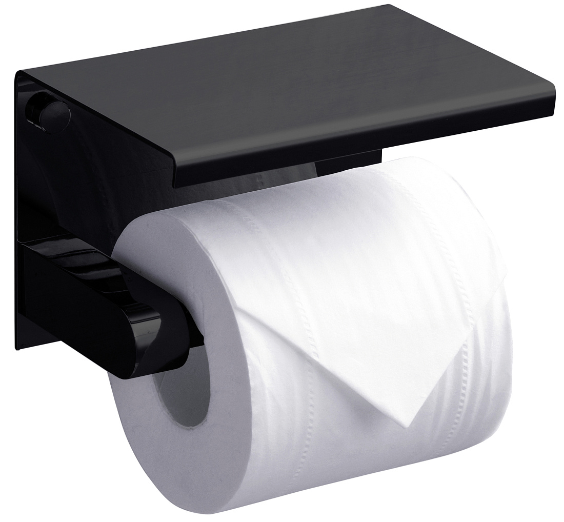 Держатель туалетной бумаги Rush Edge ED77141 Black с полкой для телефона, черный