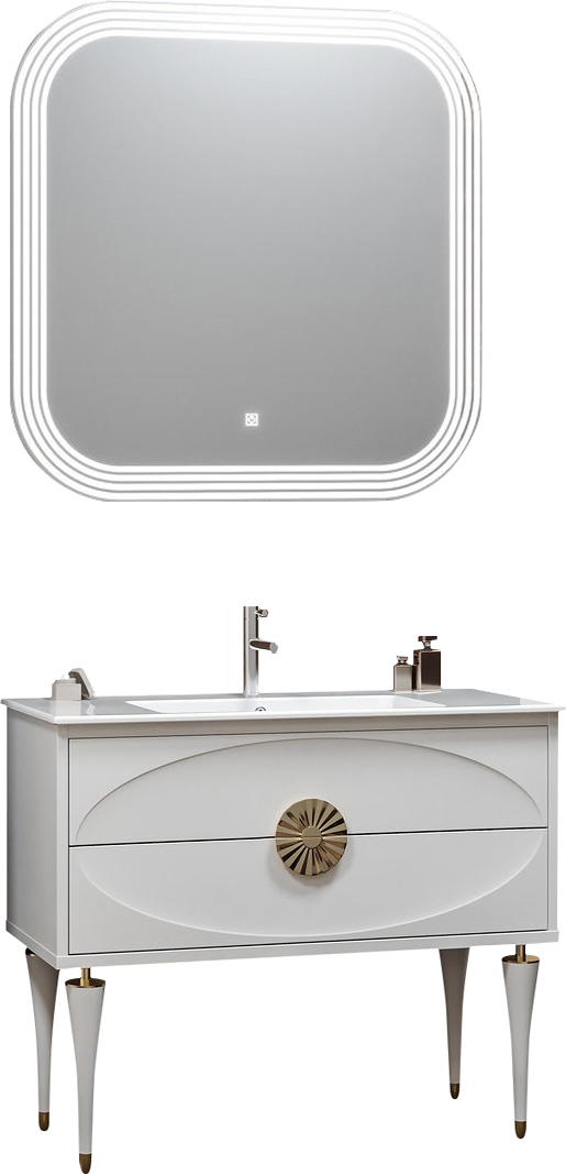 Мебель для ванной Smile Ибица 90 белая, фурнитура золото