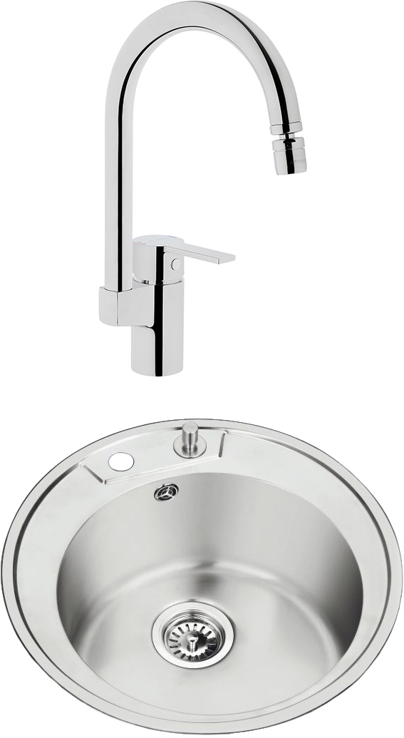 Комплект  Мойка кухонная Oulin OL-R510 + Смеситель VitrA Fold S Sink Mixer A42155EXP для кухонной мо