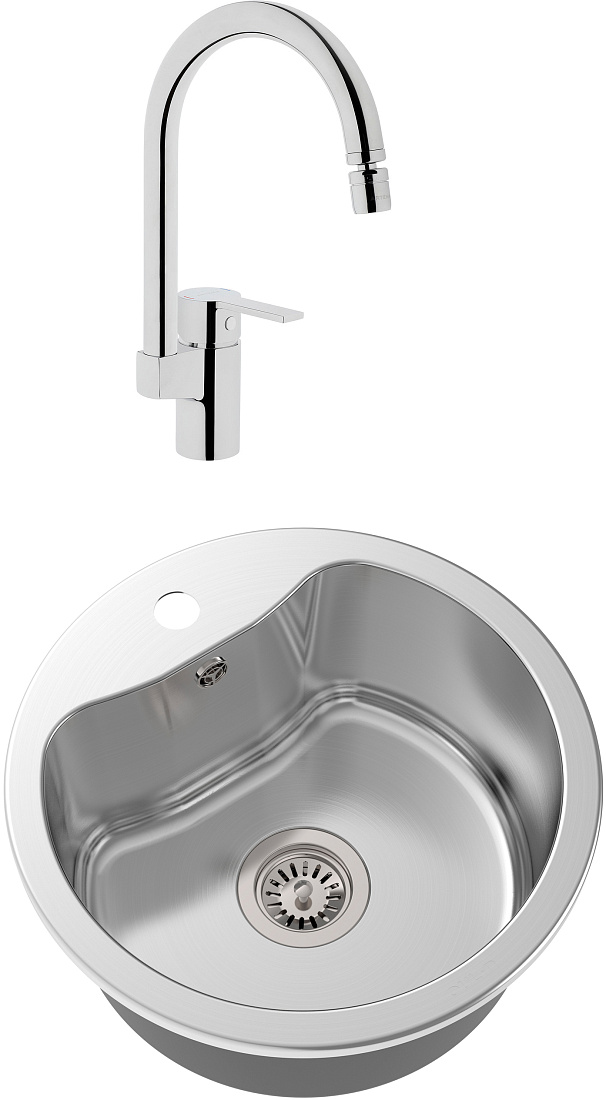 Комплект  Мойка кухонная Oulin OL-357 + Смеситель VitrA Fold S Sink Mixer A42155EXP для кухонной мой